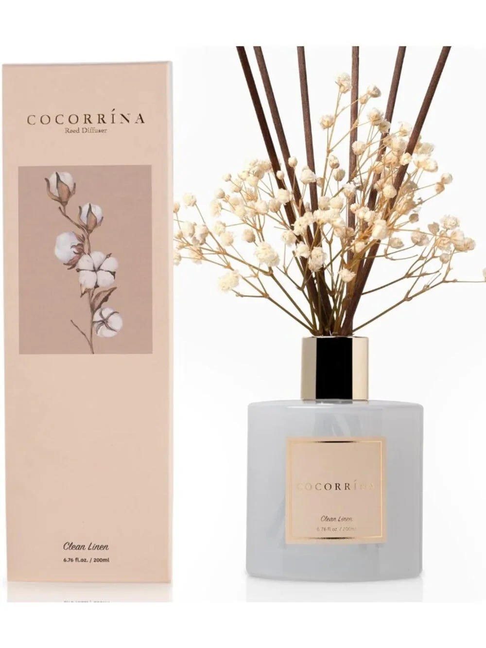 Clean Linen Reed Diffuser Set - 6.7 fl oz Aromatic Home Fragrance with Sticks